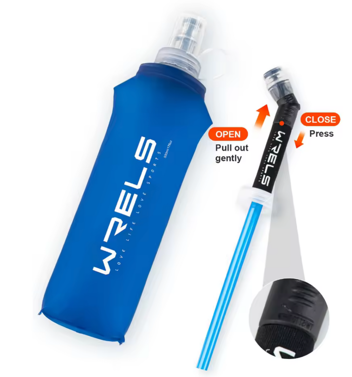 Botella flexible Wrels 500ml pico largo