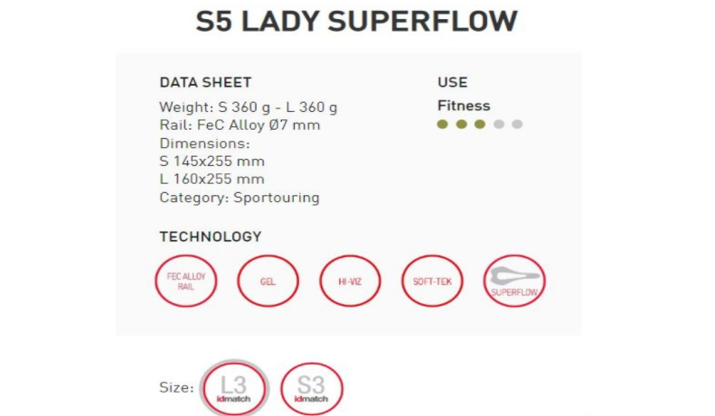 Sillin S5 Lady Superflow Selle Italia