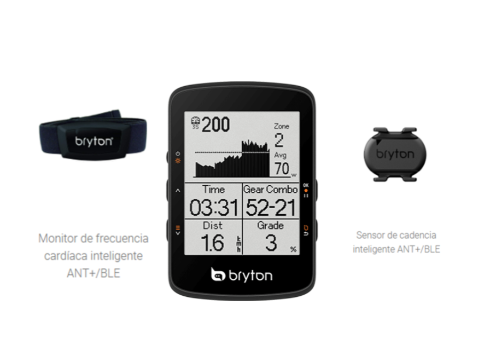 Ciclocomputador Bryton Rider 460 D + sensor cad y banda cardiaca