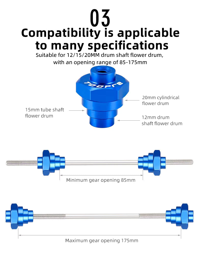 Soporte de centrado de ruedas con varilla de fijación para eje de buje Toopre