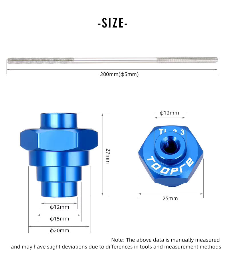 Soporte de centrado de ruedas con varilla de fijación para eje de buje Toopre