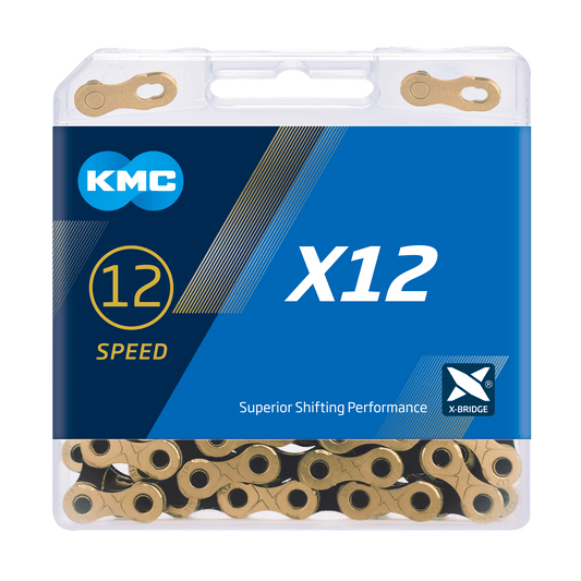 Cadena KMC X12 12v Dorada con negro